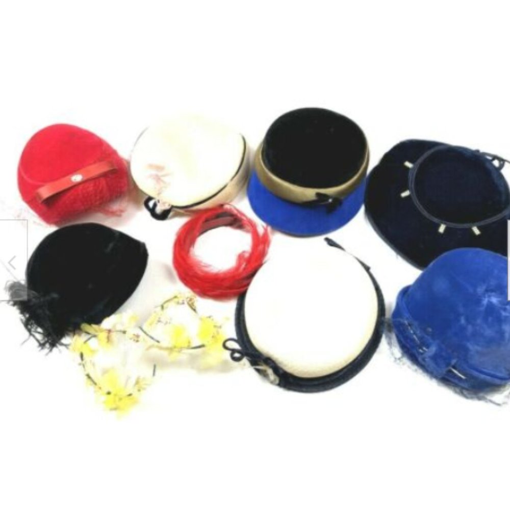 9 Vintage Antique Hats Feather Fascinators Rare